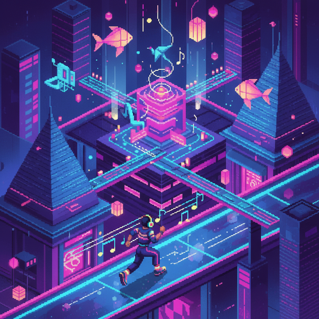 Neon Origami Rush - Rhythm Platformer by Jabali AI