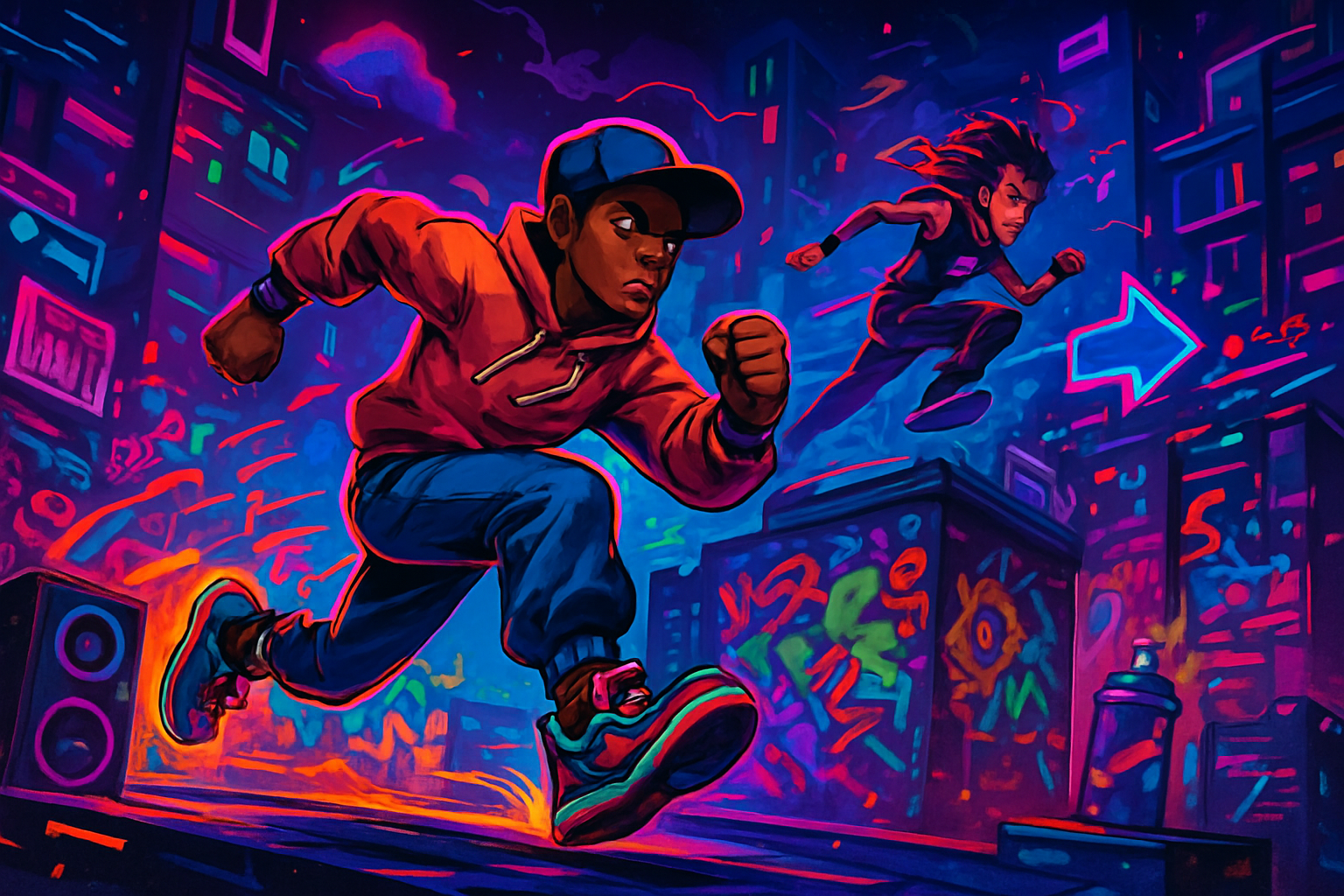 Neon Rap Rivals - Rhythm Platformer by Jabali AI