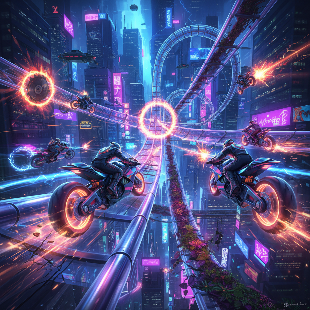 Neon Rush: Combat Riders - 3D Racing by Jabali AI