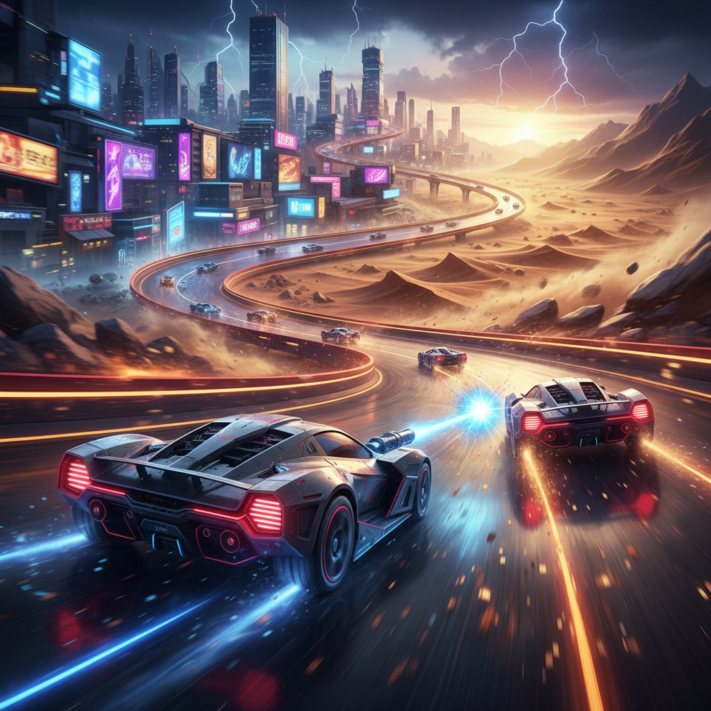Neon Velocity: Combat Racing - 3D Racing by Jabali AI