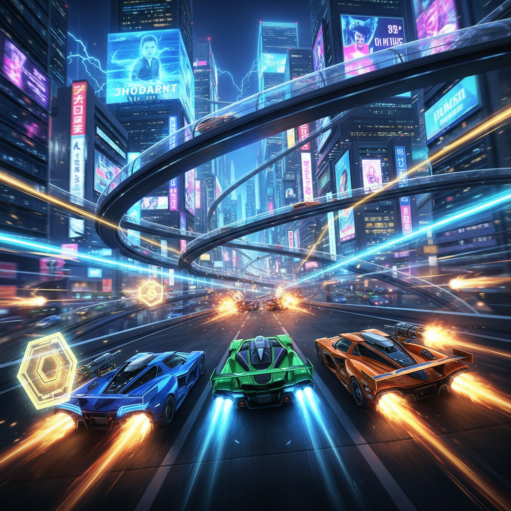 Neon Velocity: Urban Combat - 3D Racing by Jabali AI