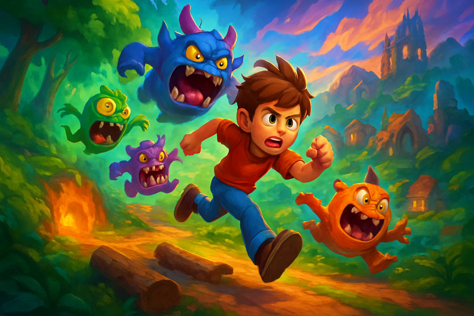 Monsters on His Heels - Monster Chase by Jabali AI