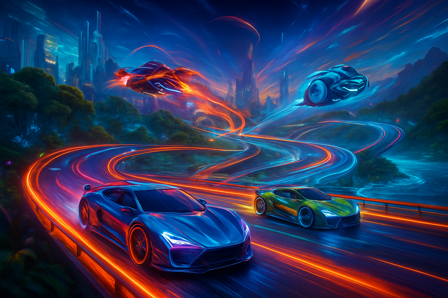 Neon Harmony: Coexistence Racers - 3D Racing by Jabali AI