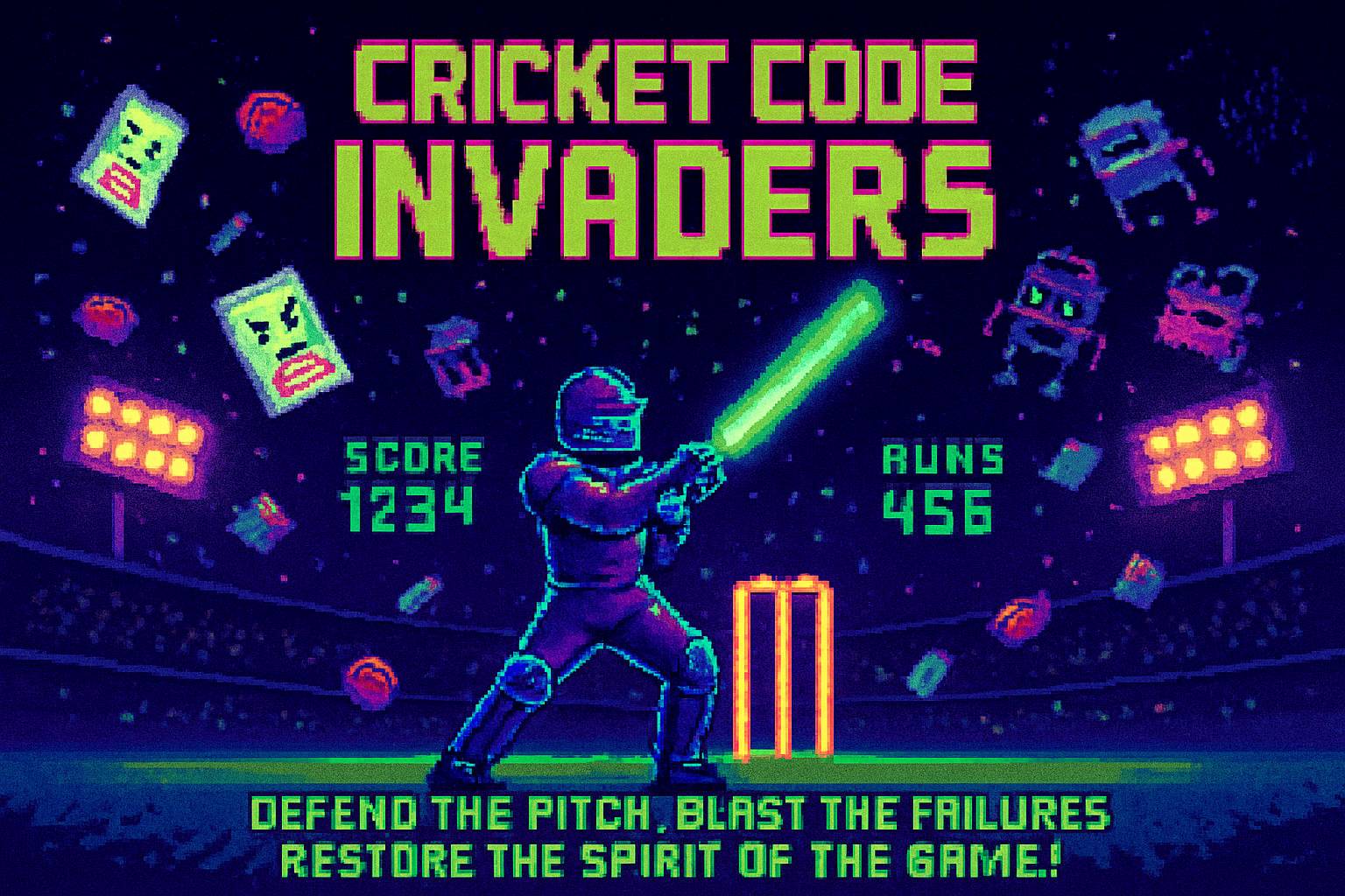 Cricket Code Invaders - Fixed Shooter Arcade by Jabali AI