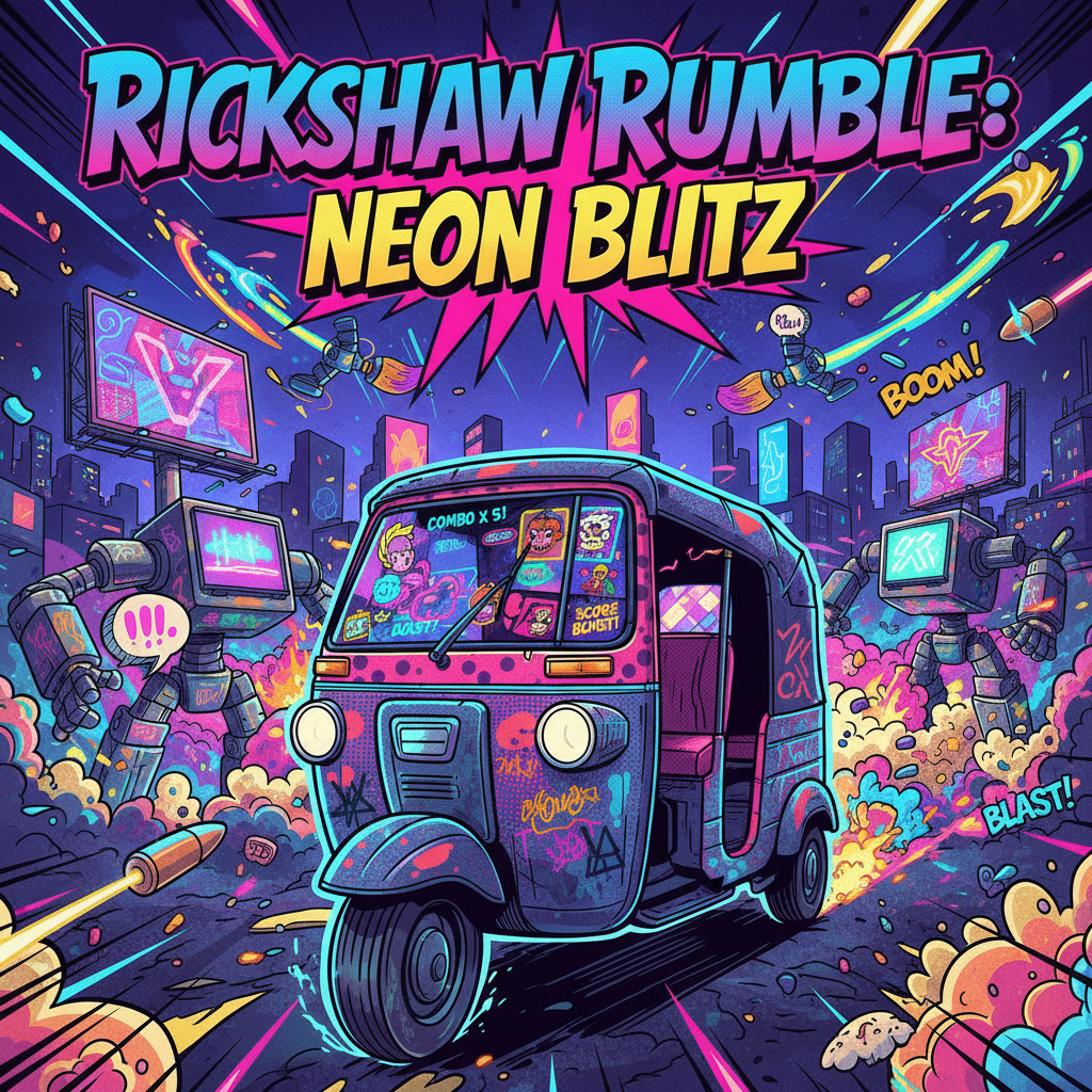 Rickshaw Rumble: Neon Blitz - Fixed Shooter Arcade by Jabali AI