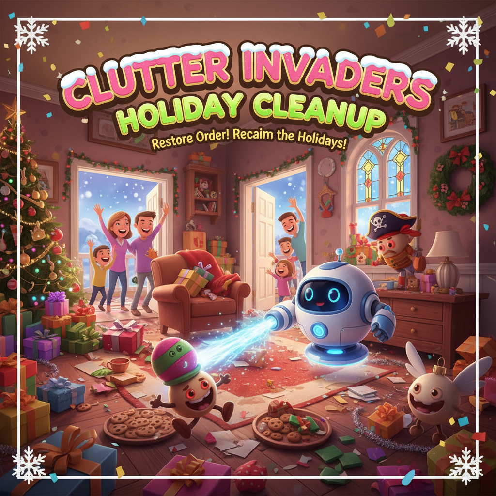 Clutter Invaders: Holiday Cleanup - Fixed Shooter Arcade by Jabali AI