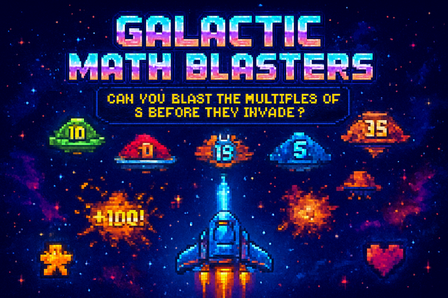 Galactic Math Blasters - Fixed Shooter Arcade by Jabali AI