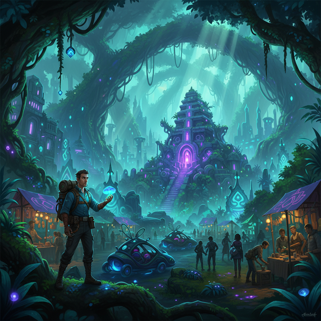 Rainforest City: Biolumina - Jabali AI Poster
