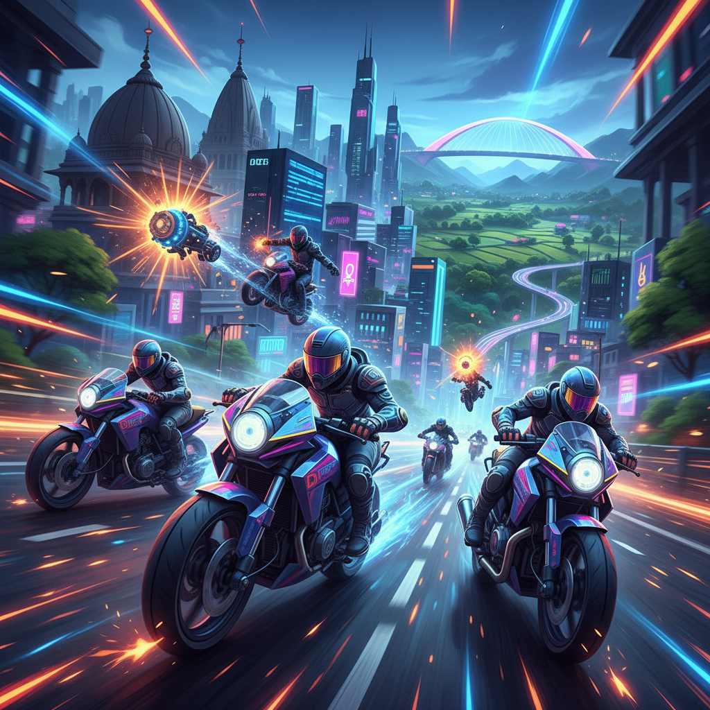 Neon Riders: India Velocity - 3D Racing by Jabali AI