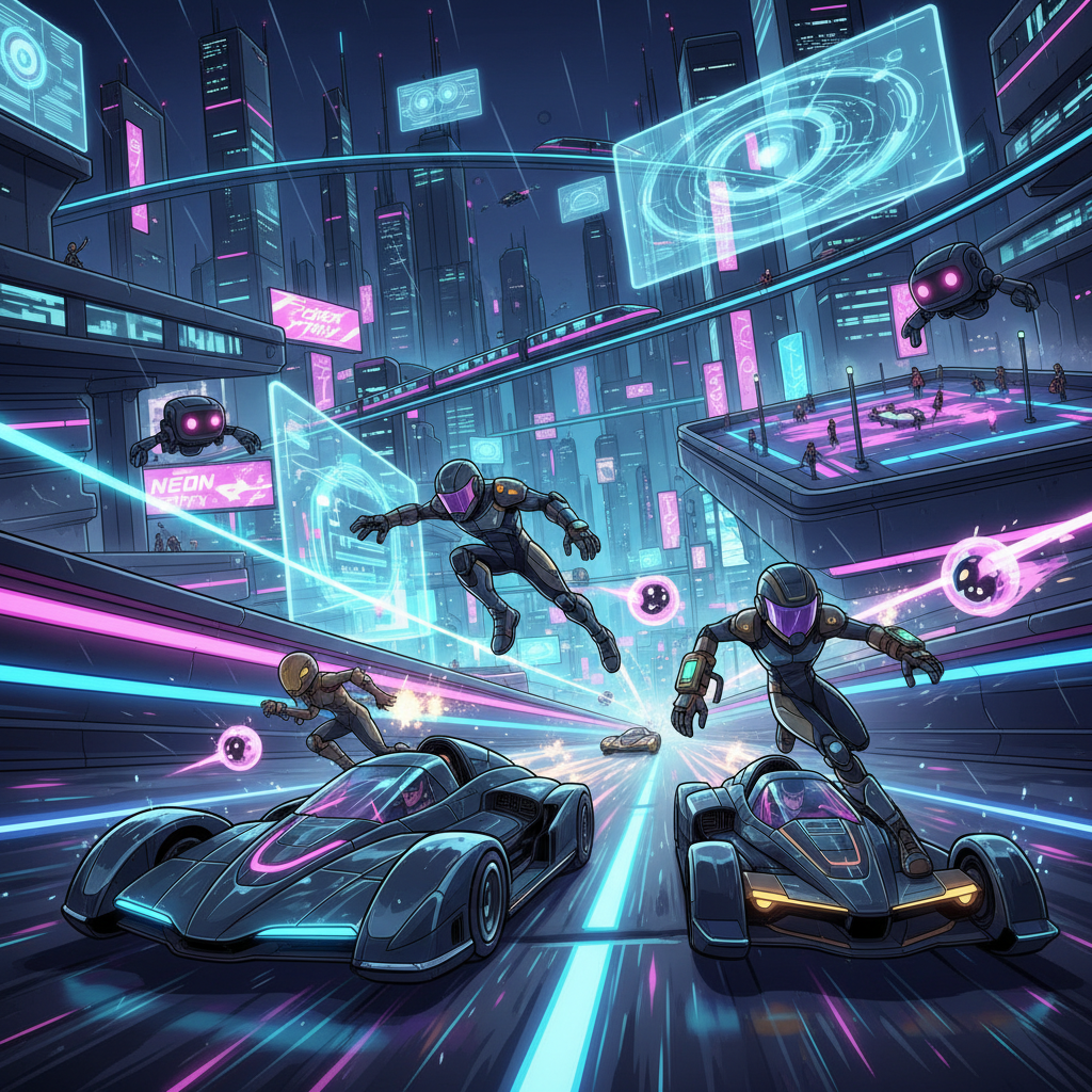 Neon Rush: Parkour Rivals - Jabali AI Poster