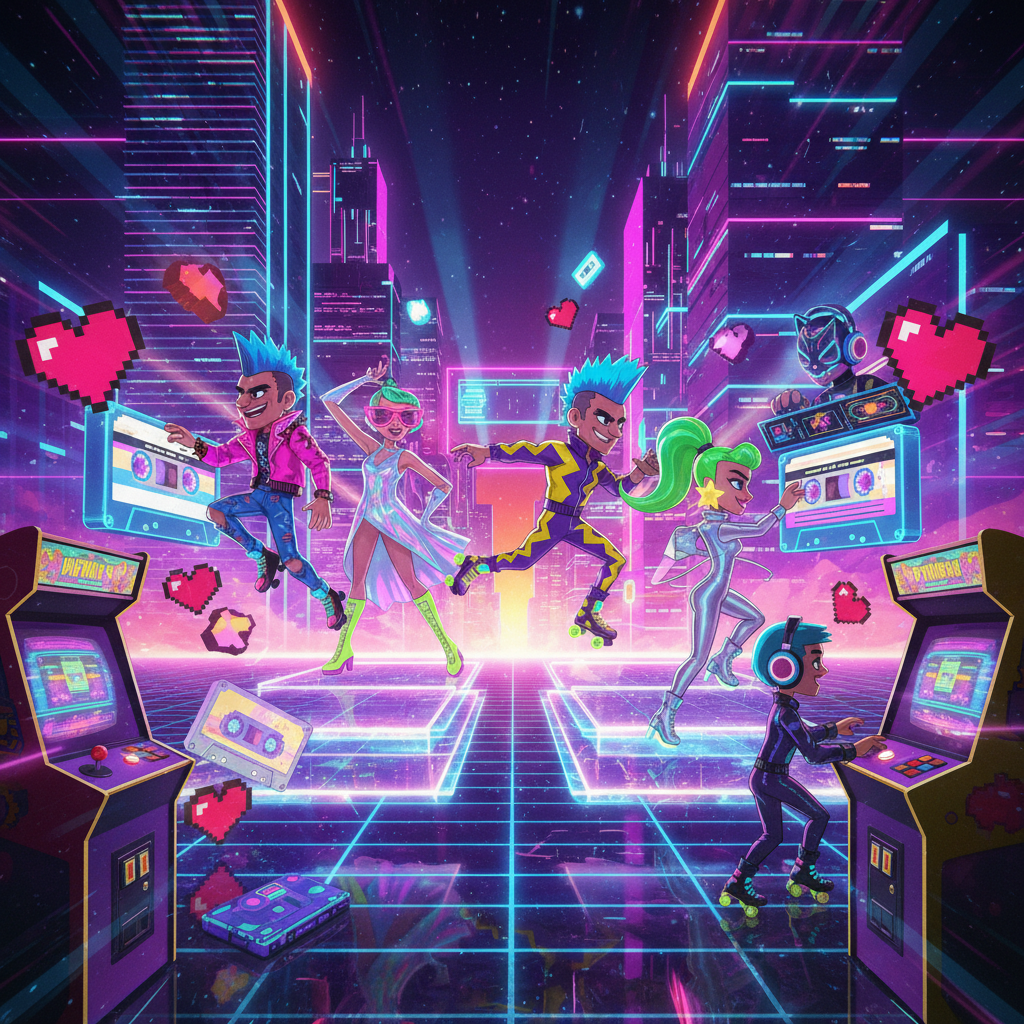 Neon Arcade Showdown - Trivia Game by Jabali AI