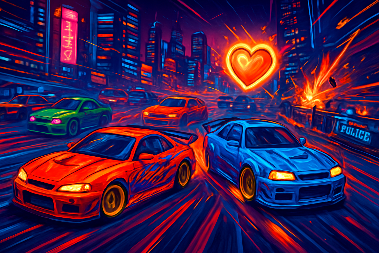 Heart Rush: Neon Rivals - 3D Racing by Jabali AI