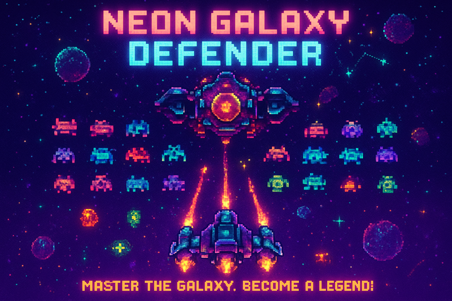 Neon Galaxy Defender - Fixed Shooter Arcade by Jabali AI