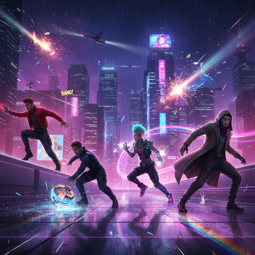 Neon Rooftop Rampage - Trivia Game by Jabali AI