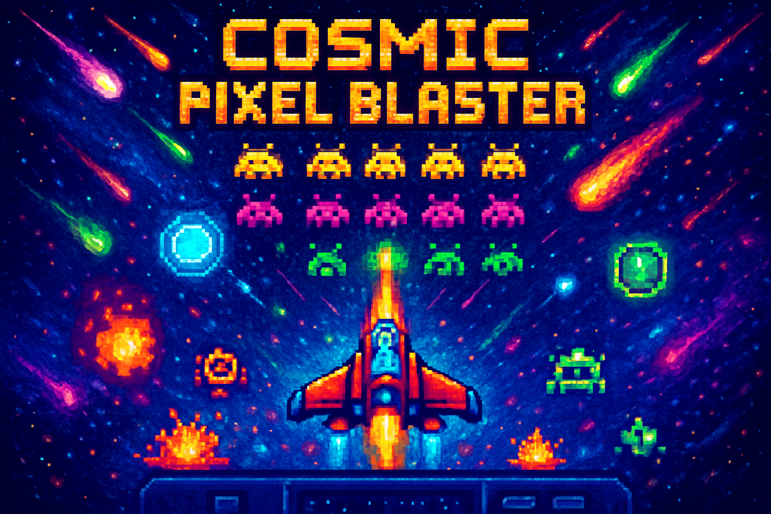 Cosmic Pixel Blaster - Fixed Shooter Arcade by Jabali AI
