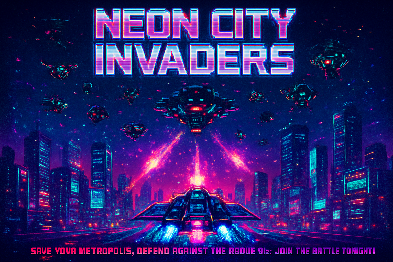 Neon City Invaders - Fixed Shooter Arcade by Jabali AI