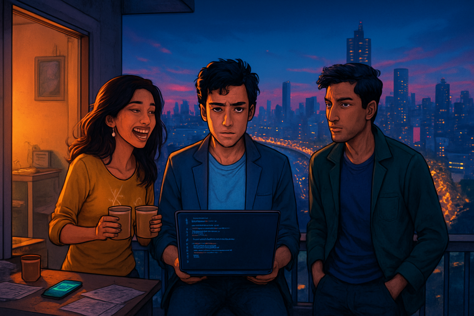 Midnight Chai & Code - Branching Interactive Story by Jabali AI