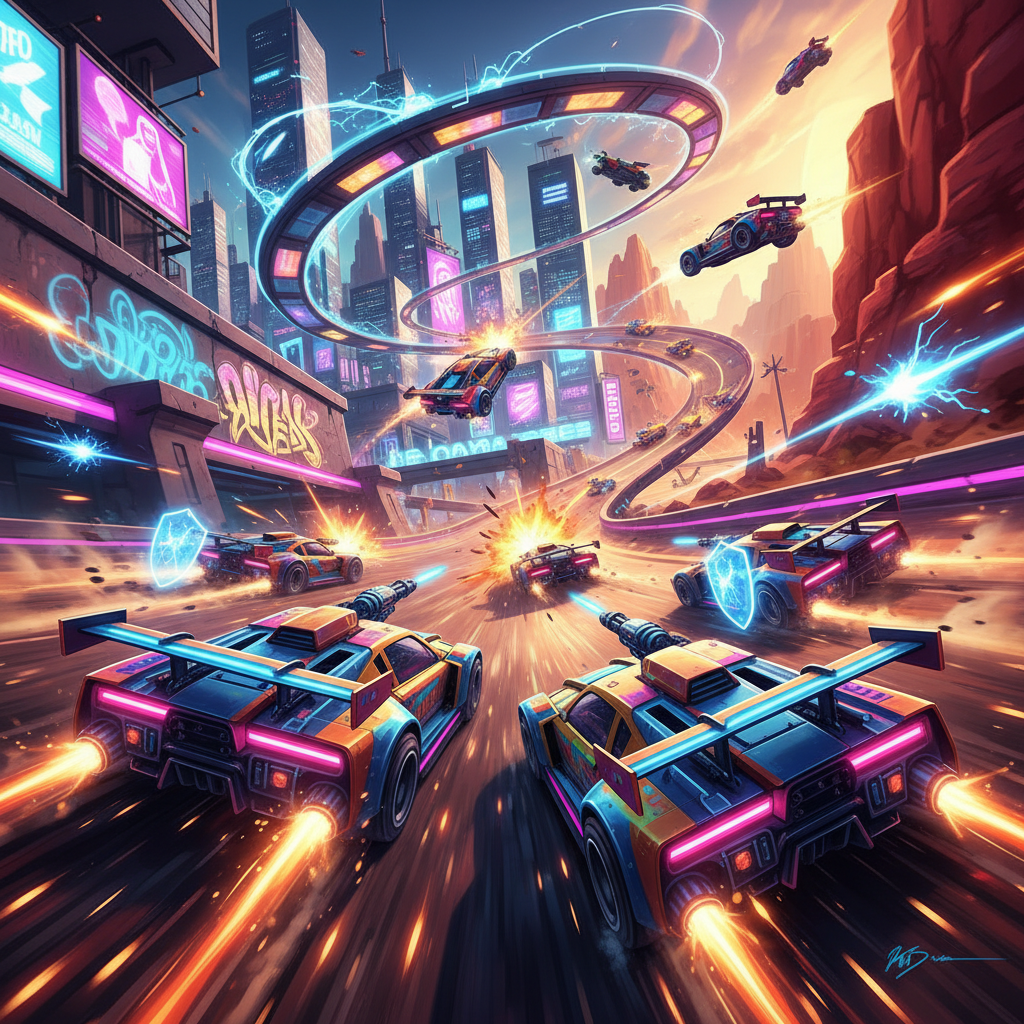 Neon Velocity: Battle Racers - 3D Racing by Jabali AI