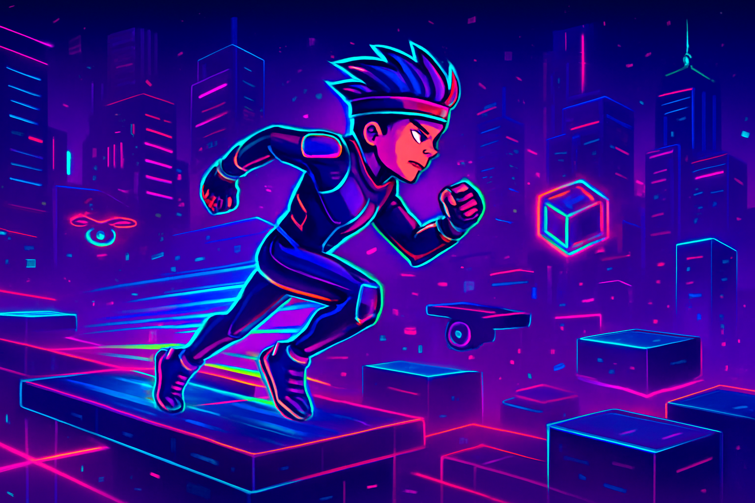 Neon Chart Runner - Rhythm Platformer by Jabali AI