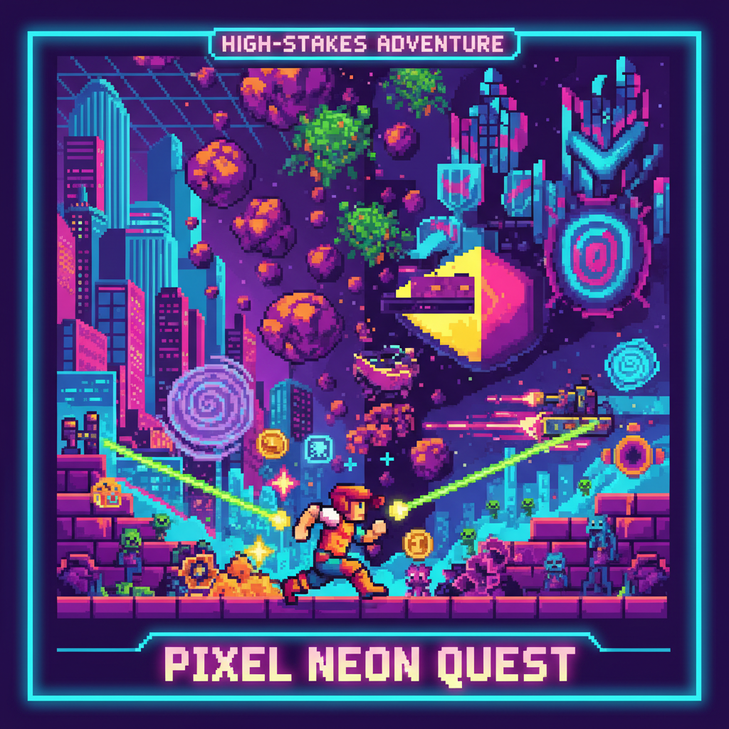 Pixel Neon Quest - Crossing Arcade by Jabali AI
