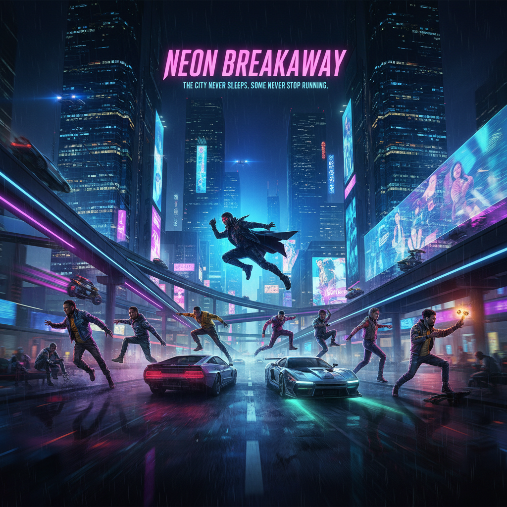 Neon Pursuit - Jabali AI Poster