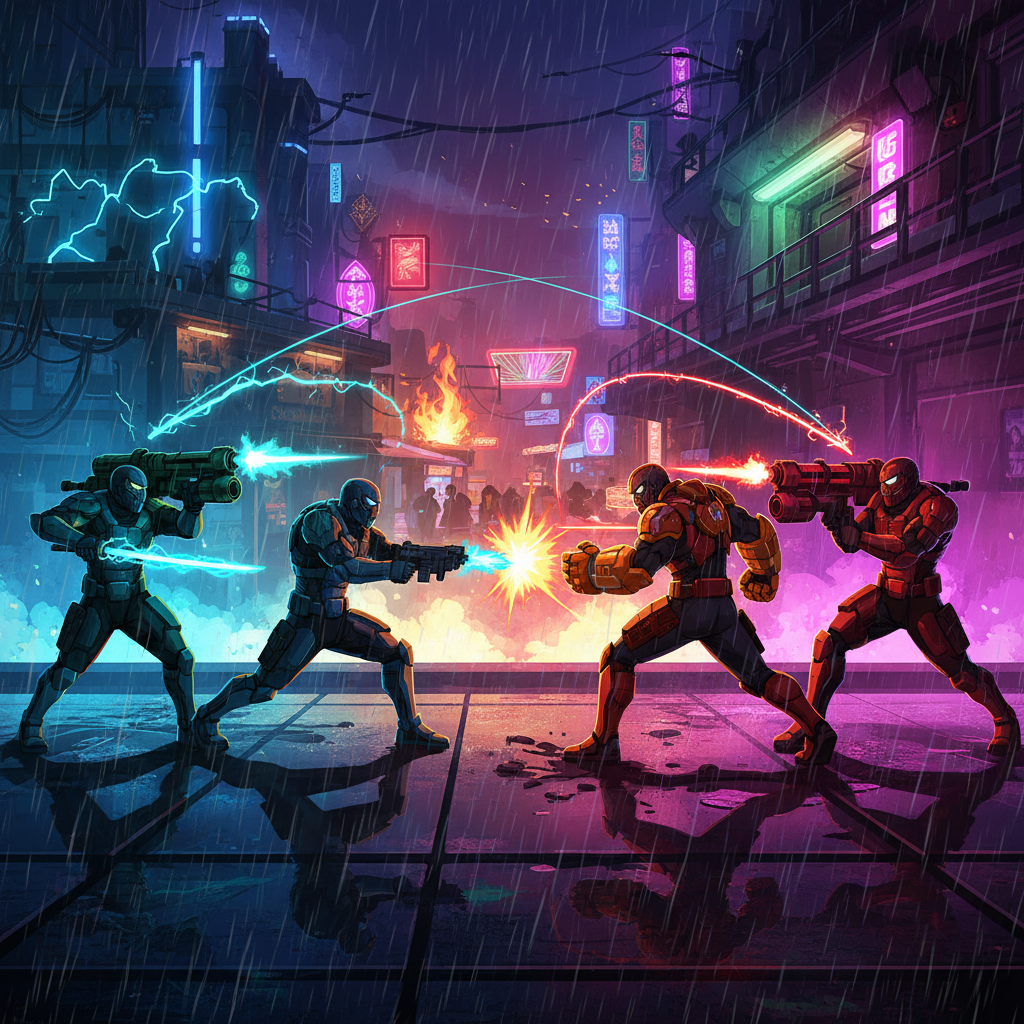 Neon District Rumble - Directional Shooter by Jabali AI
