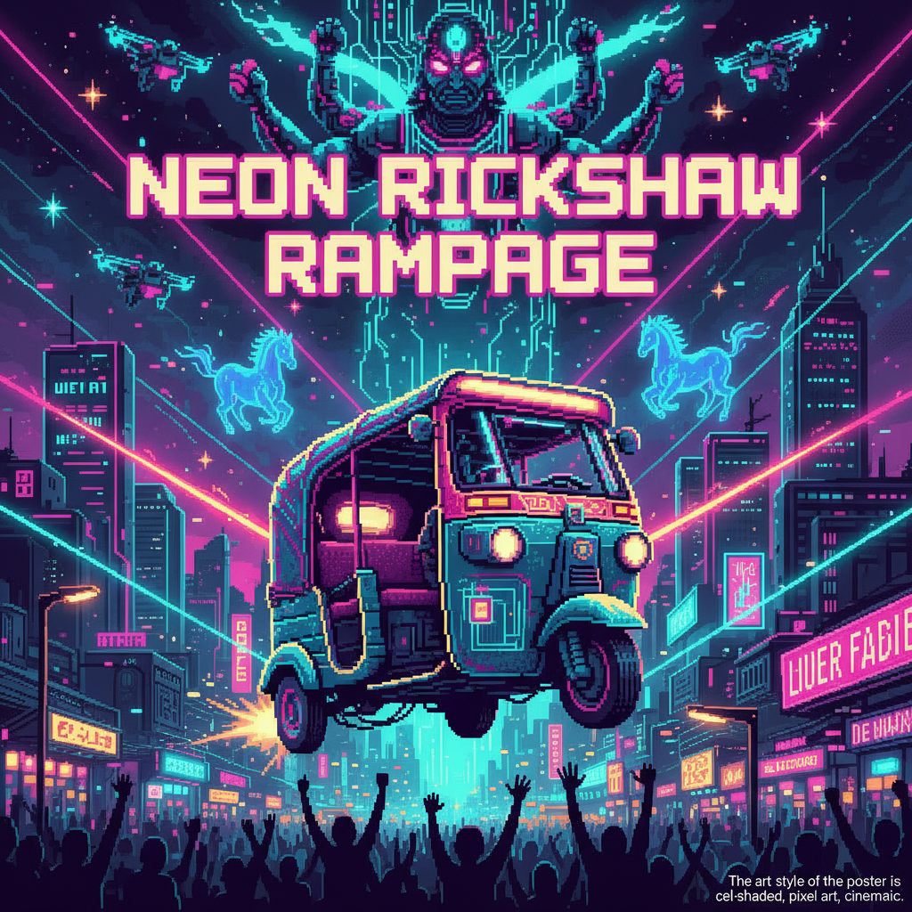 Neon Rickshaw Rampage - Fixed Shooter Arcade by Jabali AI