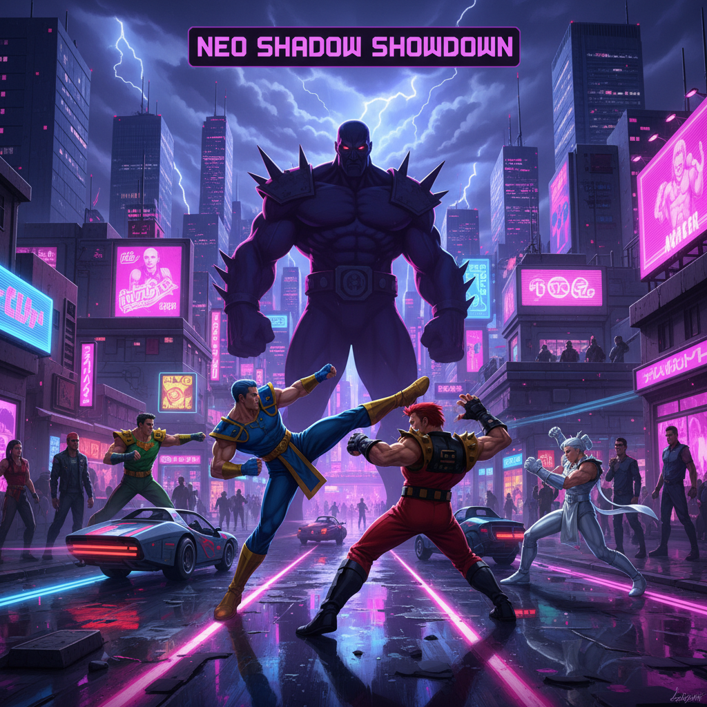 Neon Clash City - Jabali AI Poster