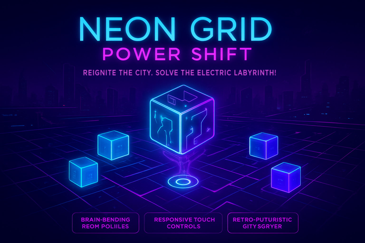 Neon Grid: Power Shift - Grid-Based Puzzle by Jabali AI