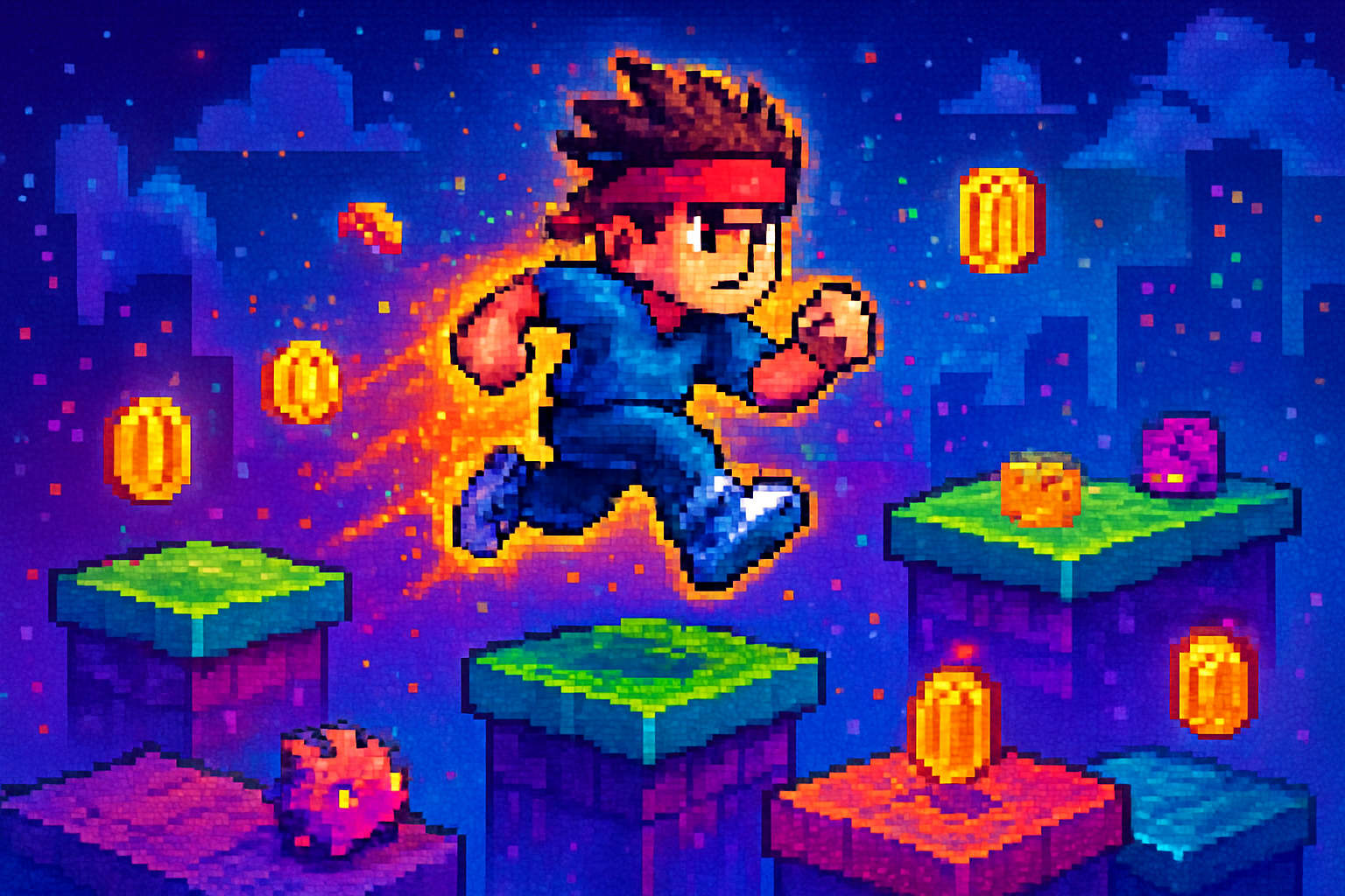 Pixel City Rush - Rhythm Platformer by Jabali AI