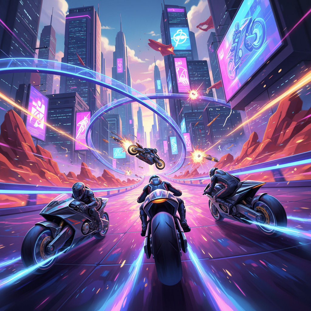 Neon Velocity: Battle Riders - 3D Racing by Jabali AI