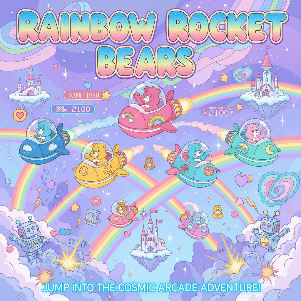 Rainbow Rocket Bears - Fixed Shooter Arcade by Jabali AI