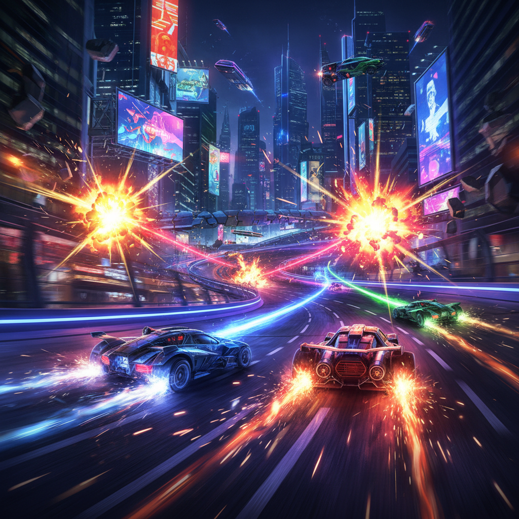 Neon Rampage: Urban Combat Racing - 3D Racing by Jabali AI