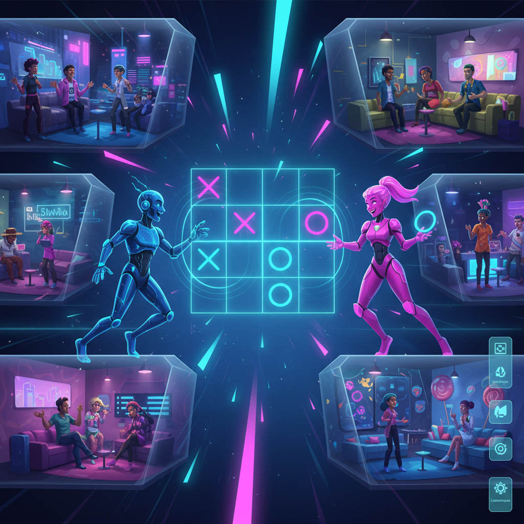 Neon Grid Lounge - Ping Pong by Jabali AI