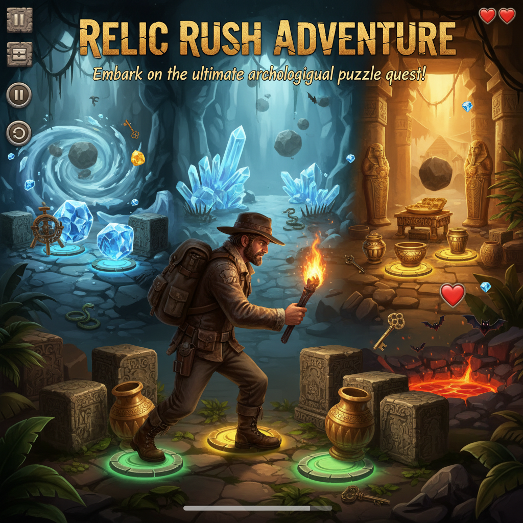 Relic Rush Adventure - Grid-Based Puzzle by Jabali AI