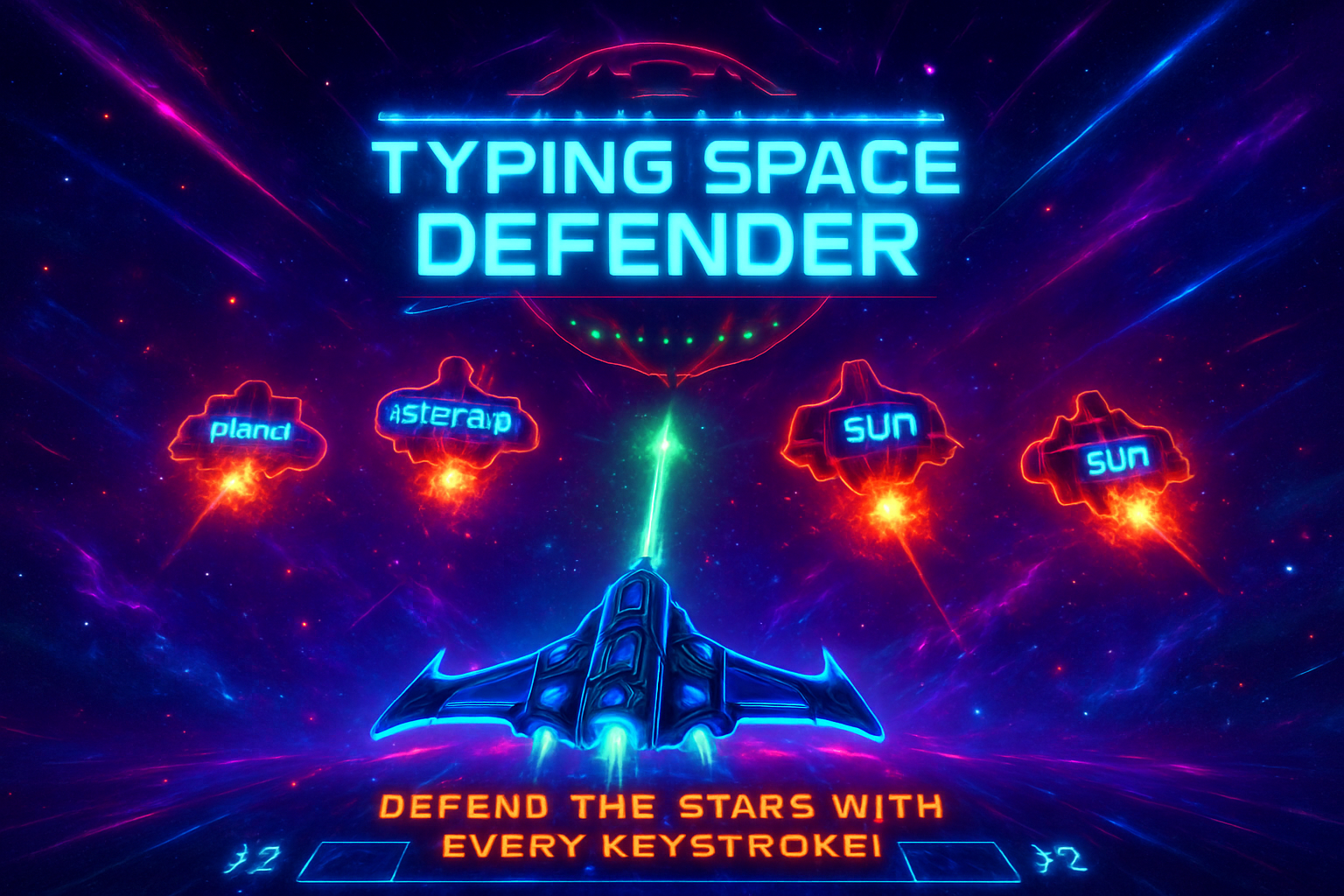 Typing Space Defender - Fixed Shooter Arcade by Jabali AI