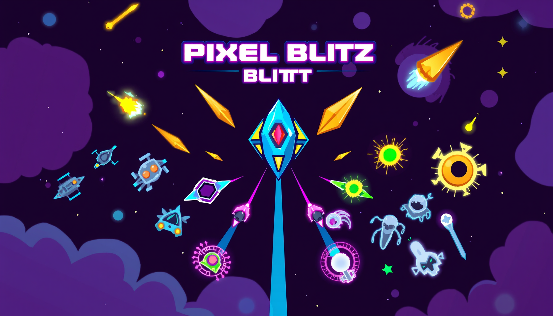 Cosmic Pixel Blitz - Fixed Shooter Arcade by Jabali AI