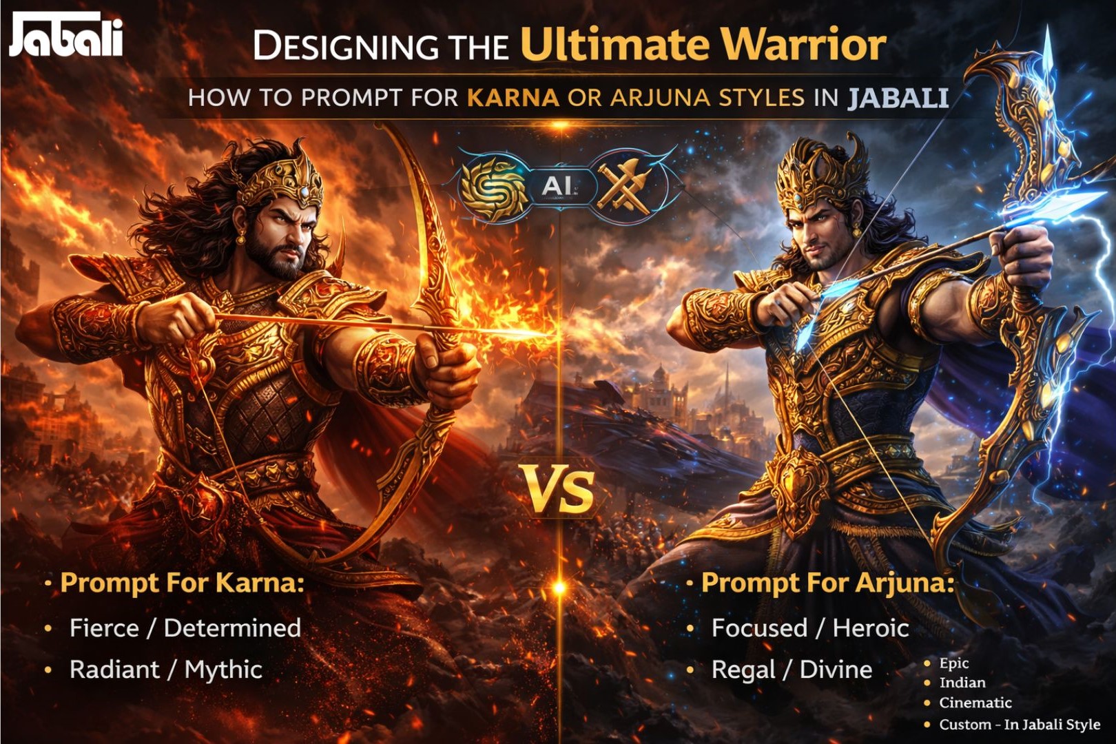 Designing the Ultimate Warrior: How to Prompt for Karna or Arjuna Styles in Jabali