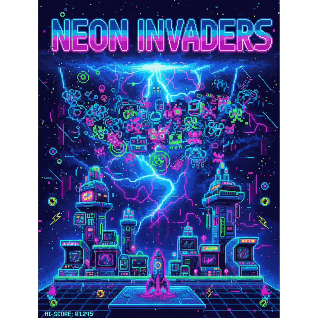 Neon Invaders - Fixed Shooter Arcade by Jabali AI