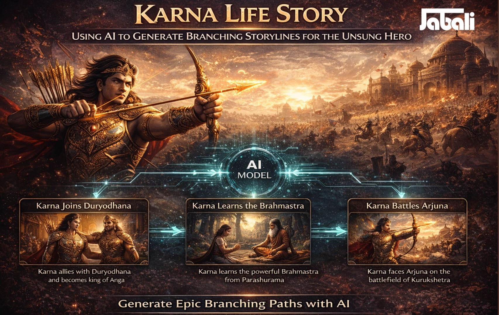 Karna life story: Using AI to Generate Branching Storylines for the Unsung Hero