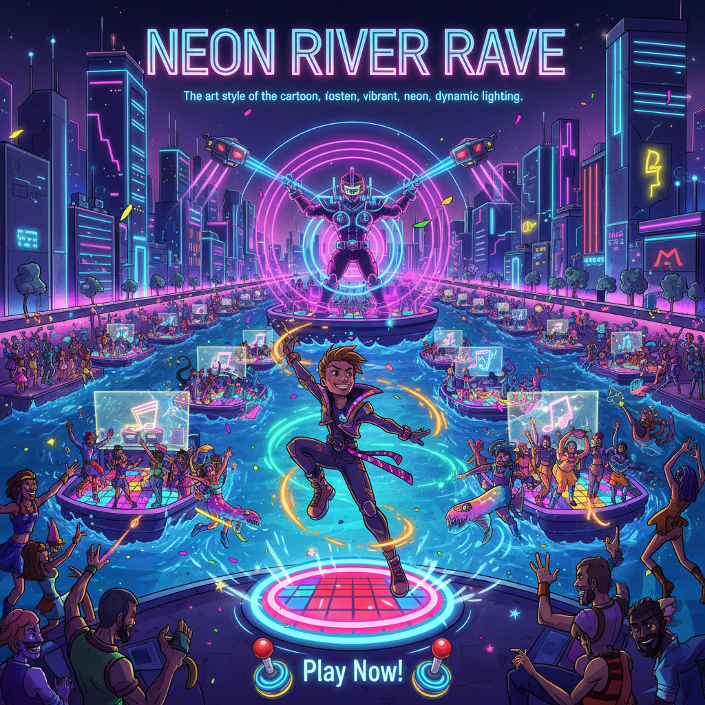 Neon River Rave - Maze Shooter Arcade by Jabali AI