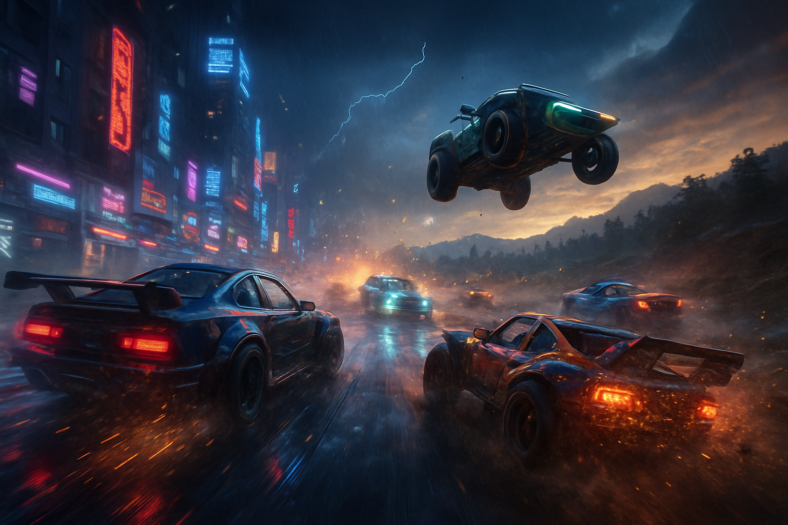 Neon Rivals: Combat Racing - 3D Racing by Jabali AI