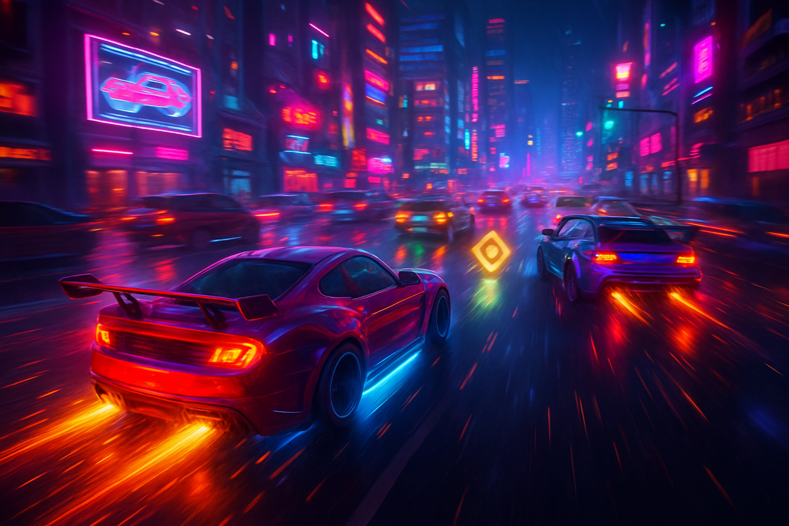 Neon Rush: Turbo Rivals - 3D Racing by Jabali AI